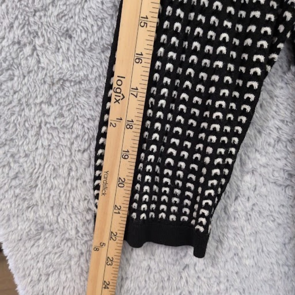 Talbots Open Knit Cardigan Black White 2X Sweater Plus Long Sleeve Button Up - Picture 6 of 11
